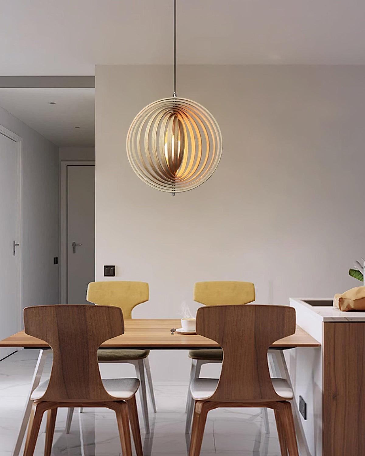 Warm Ambient Glow Wood Ring Pendant Lamp