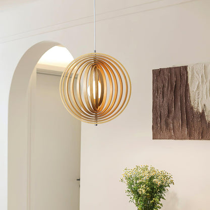 Warm Ambient Glow Wood Ring Pendant Lamp
