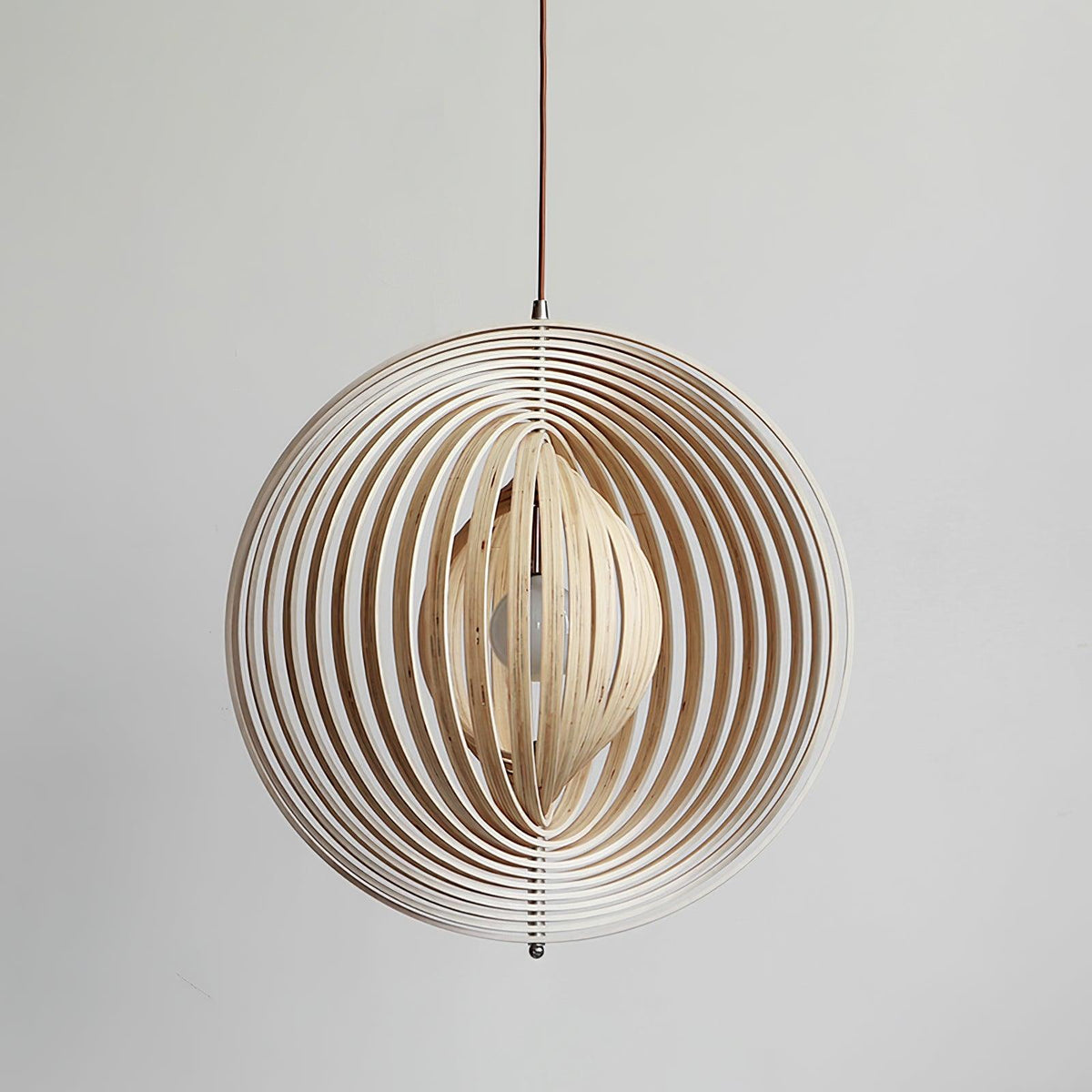 Warm Ambient Glow Wood Ring Pendant Lamp