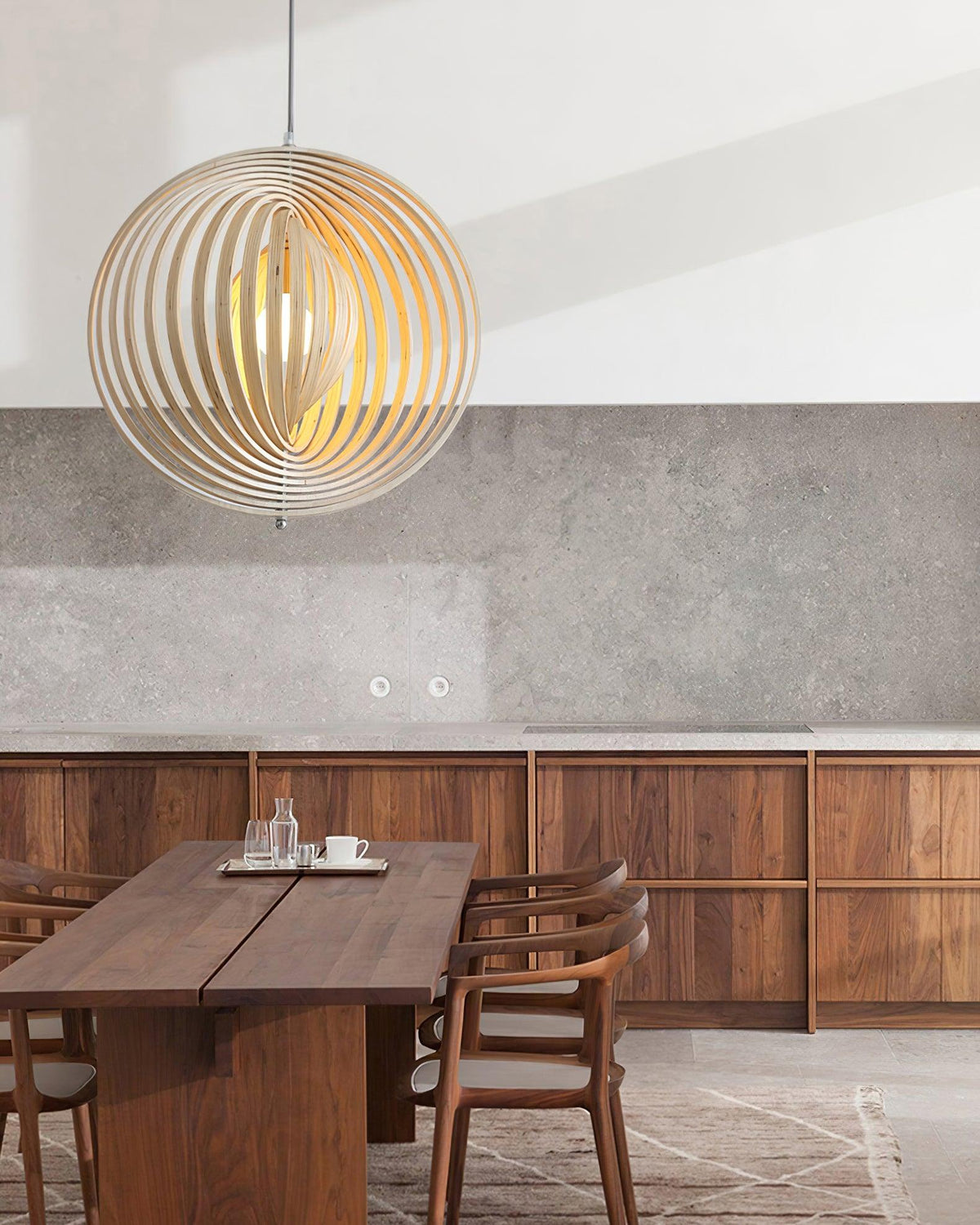 Warm Ambient Glow Wood Ring Pendant Lamp