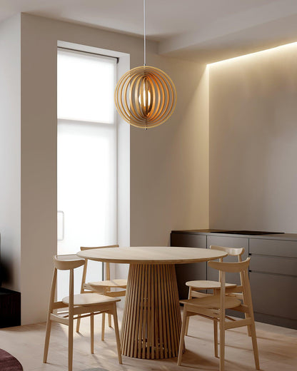 Warm Ambient Glow Wood Ring Pendant Lamp