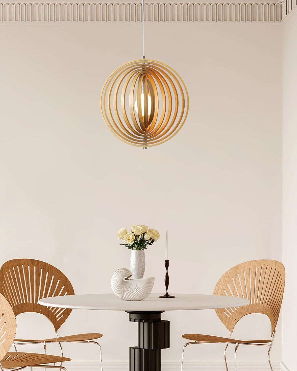 Warm Ambient Glow Wood Ring Pendant Lamp