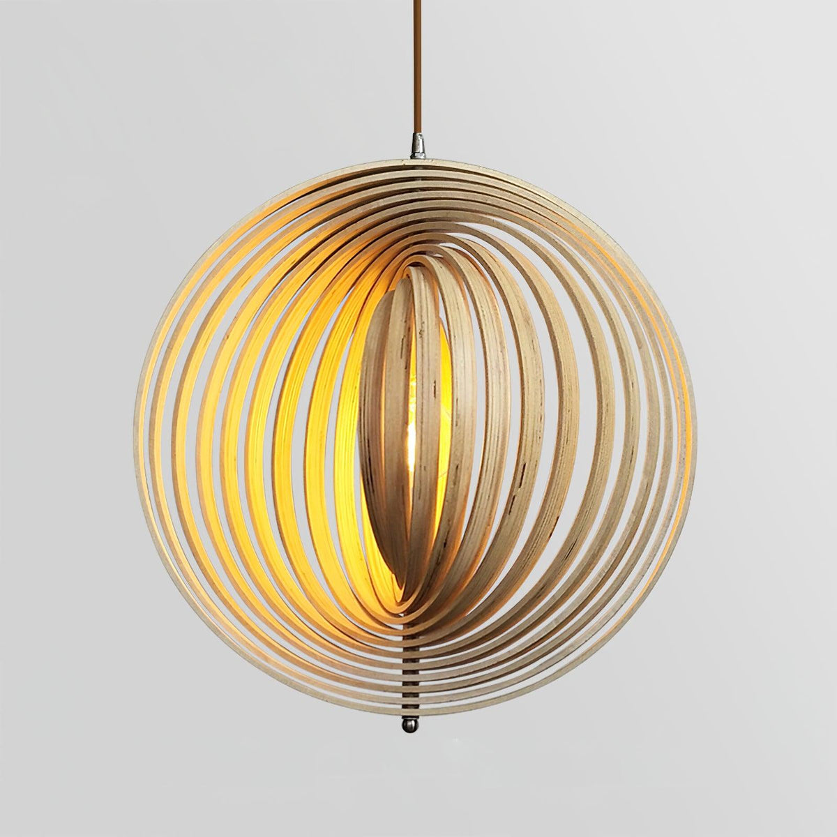 Warm Ambient Glow Wood Ring Pendant Lamp