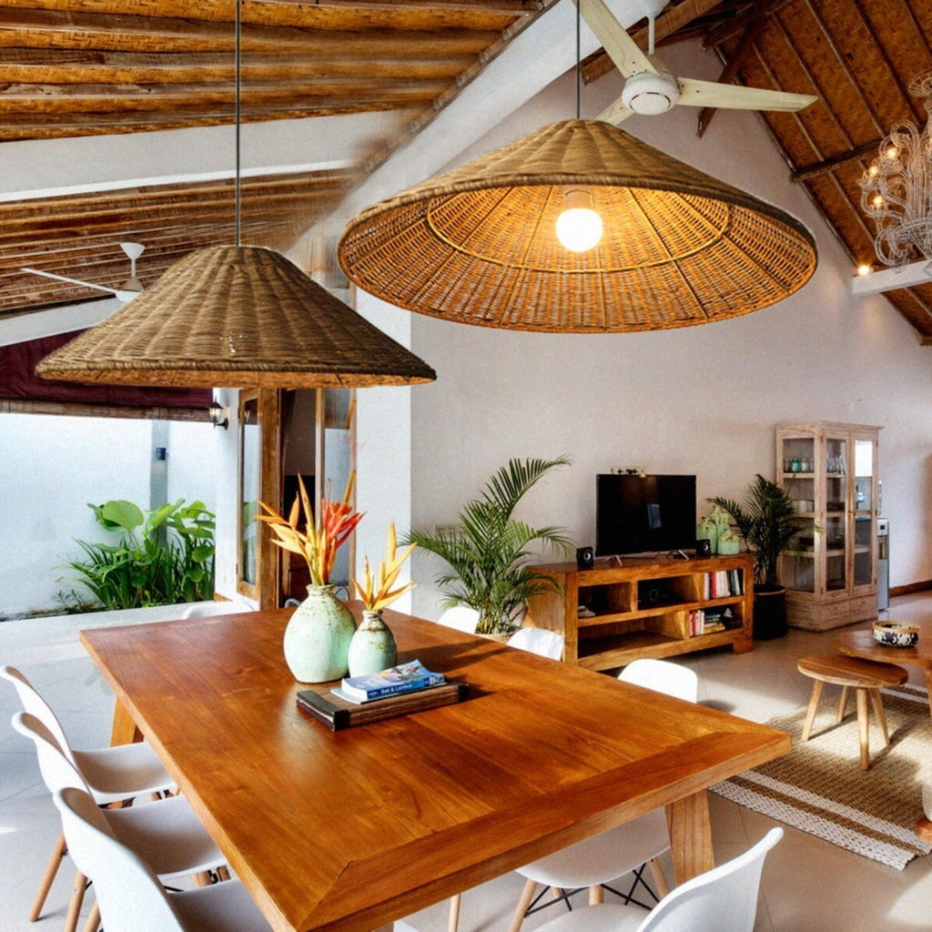 LED Pendant Light Rattan Artisan for Living Rooms