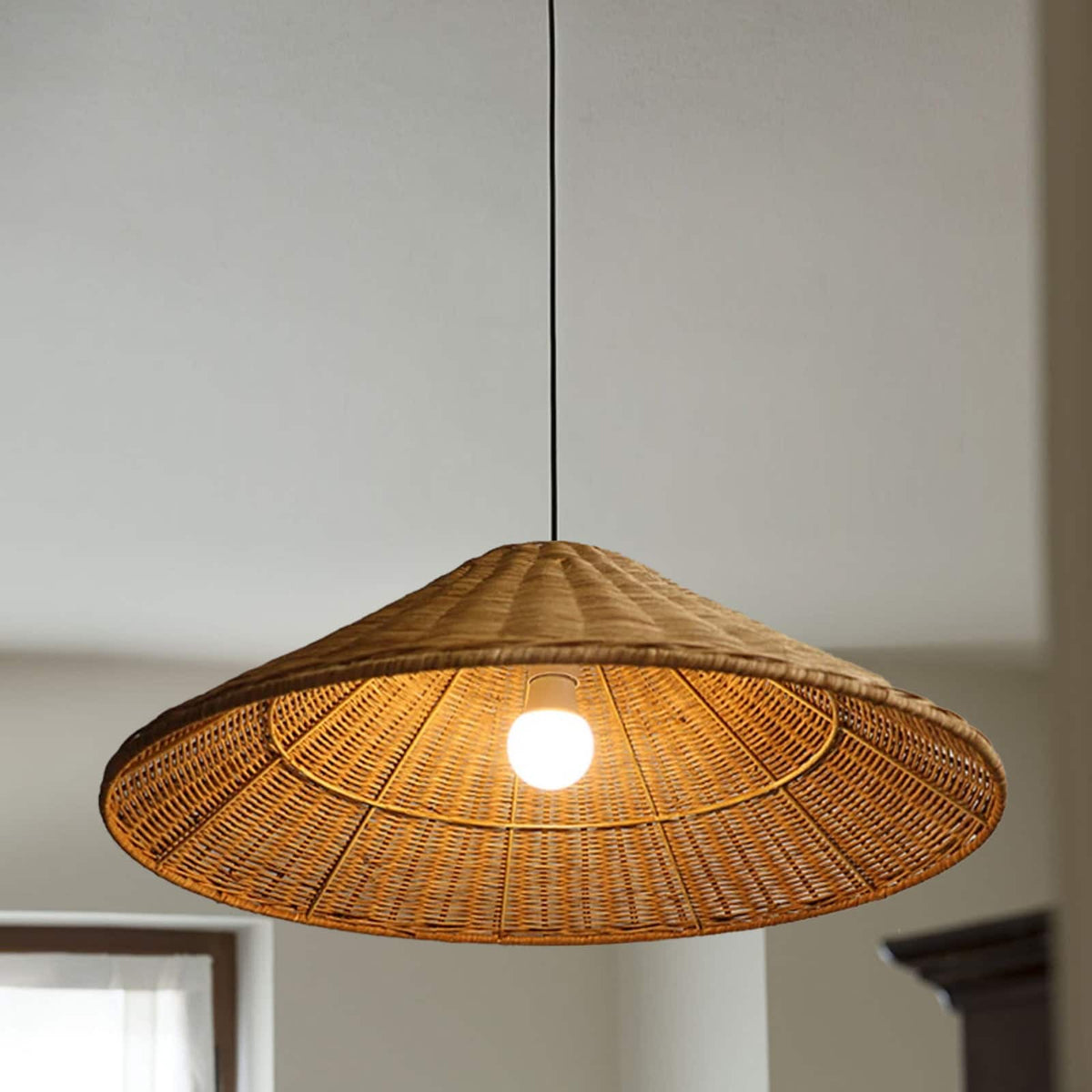 LED Pendant Light Rattan Artisan for Living Rooms
