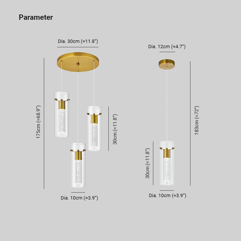 Dimmable Cluster Brass Pendant Glass Light