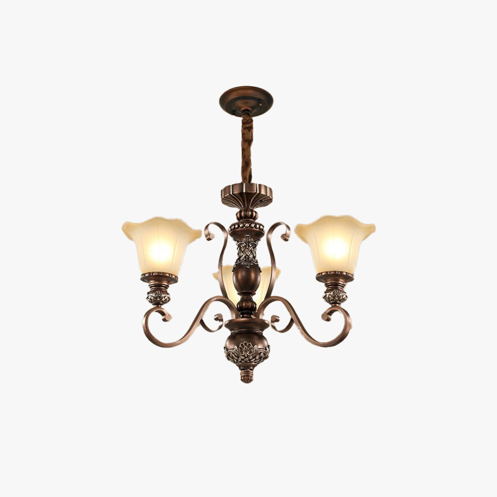 Soft Glow Pendant Light With Glass Floral Vintage and Metal