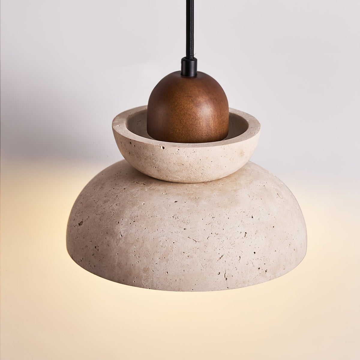 Yellow Travertine Tiered Bell Pendant Light For Warm Ambiance