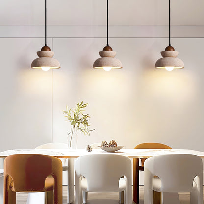 Yellow Travertine Tiered Bell Pendant Light For Warm Ambiance