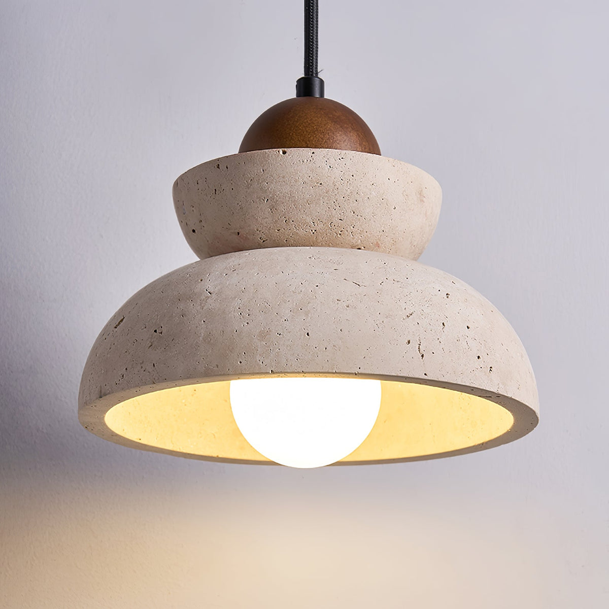 Yellow Travertine Tiered Bell Pendant Light For Warm Ambiance