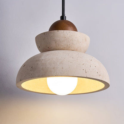 Yellow Travertine Tiered Bell Pendant Light For Warm Ambiance