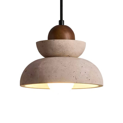 Yellow Travertine Tiered Bell Pendant Light For Warm Ambiance