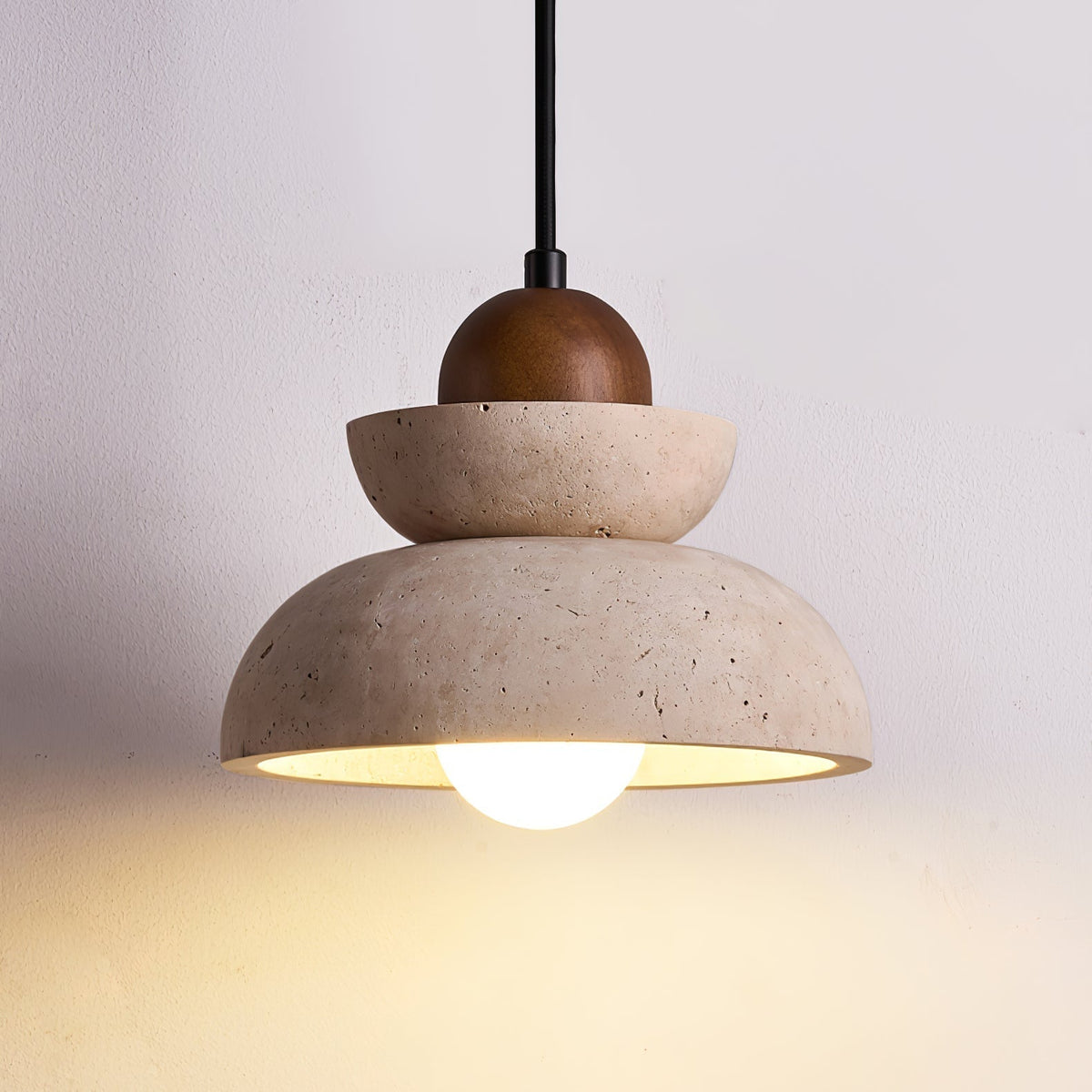 Yellow Travertine Tiered Bell Pendant Light For Warm Ambiance