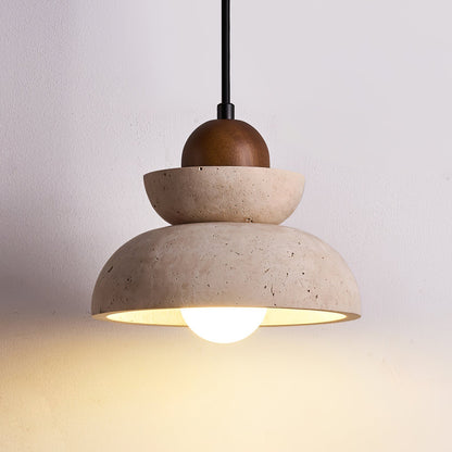 Yellow Travertine Tiered Bell Pendant Light For Warm Ambiance