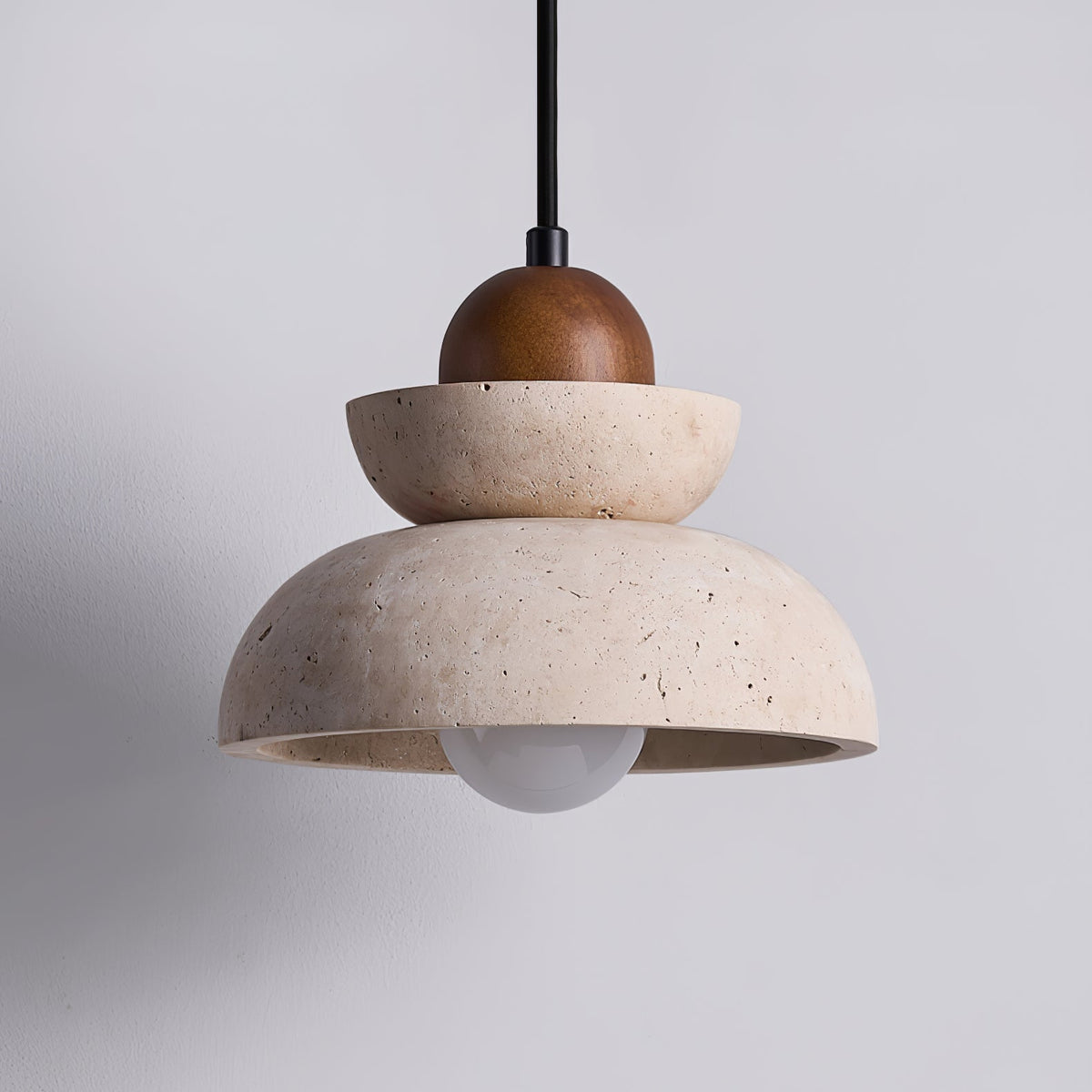 Yellow Travertine Tiered Bell Pendant Light For Warm Ambiance