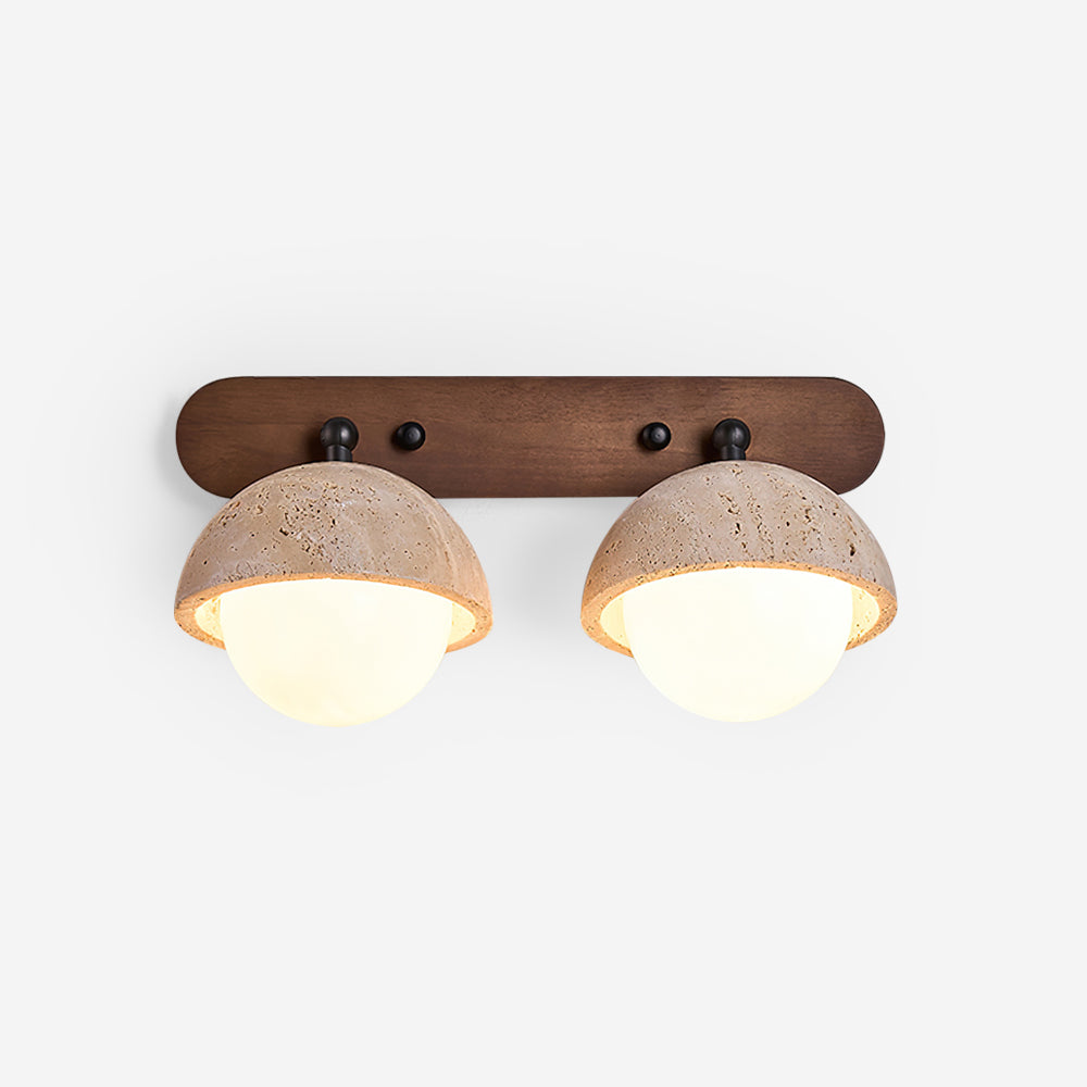 Dimmer Compatible Glass And Wood G9 Socket Travertine Wall Light