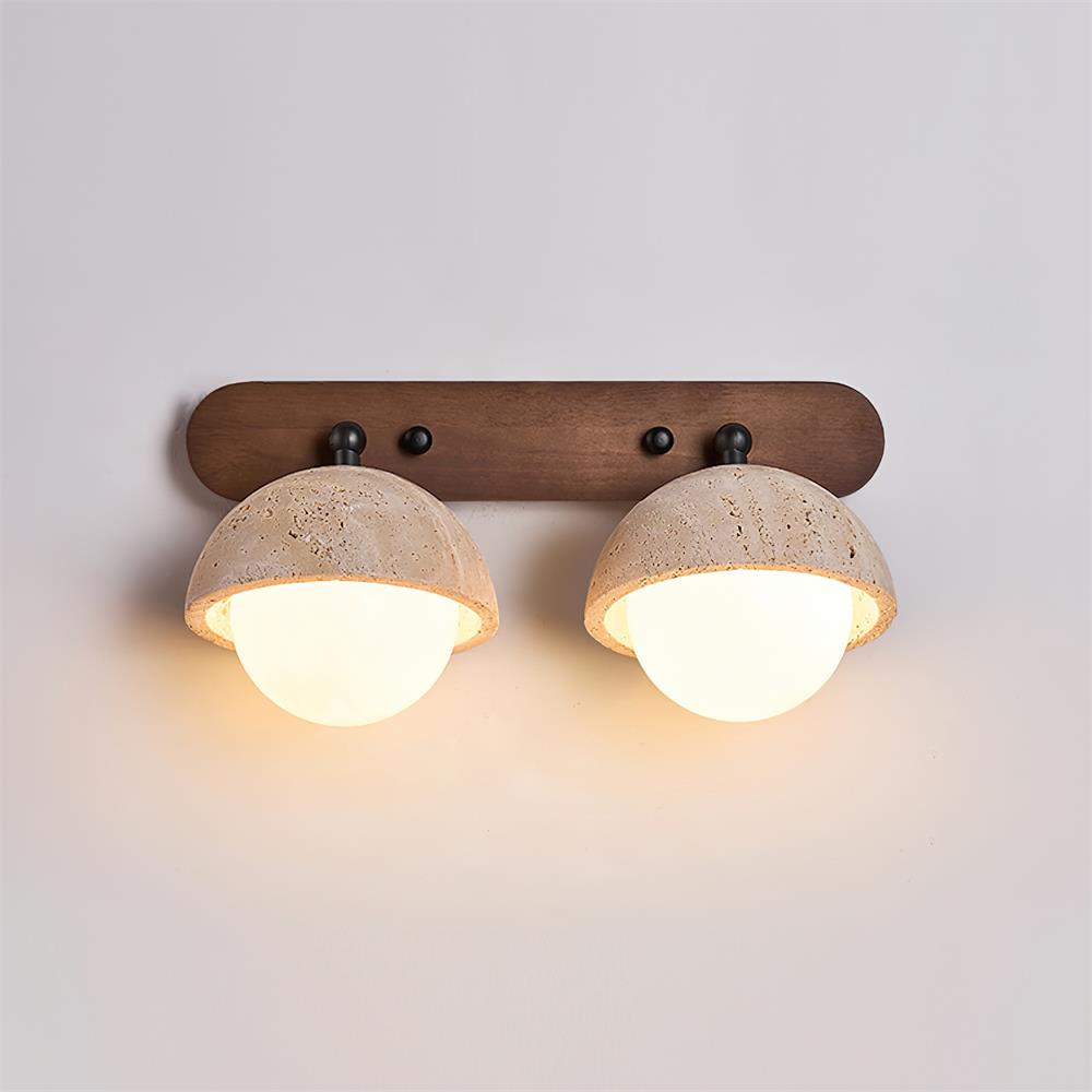 Dimmer Compatible Glass And Wood G9 Socket Travertine Wall Light