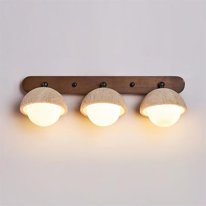 Dimmer Compatible Glass And Wood G9 Socket Travertine Wall Light
