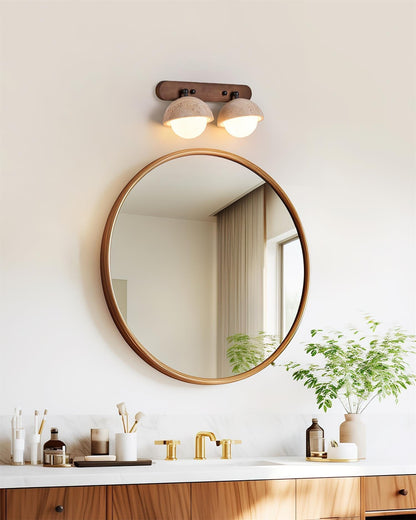 Dimmer Compatible Glass And Wood G9 Socket Travertine Wall Light