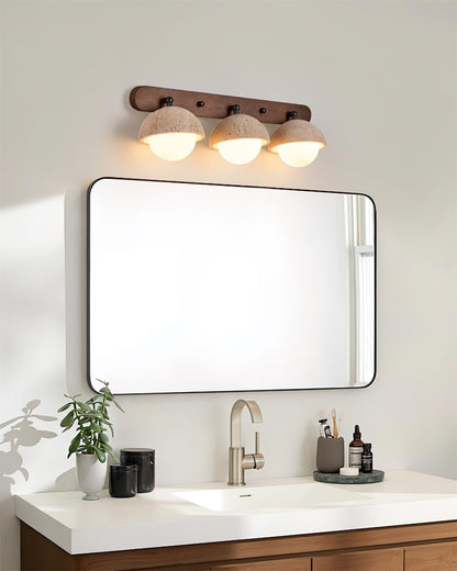 Dimmer Compatible Glass And Wood G9 Socket Travertine Wall Light