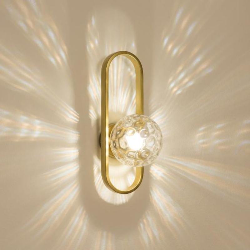 Gold And Black Metal Glass Globe Bedside Wall Lamp