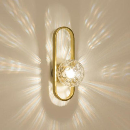 Gold And Black Metal Glass Globe Bedside Wall Lamp