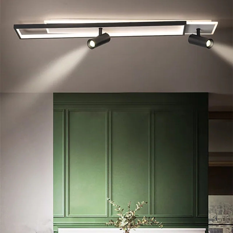 Matte Black Double Panel Adjustable Ceiling Spotlight