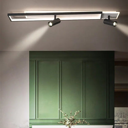 Matte Black Double Panel Adjustable Ceiling Spotlight