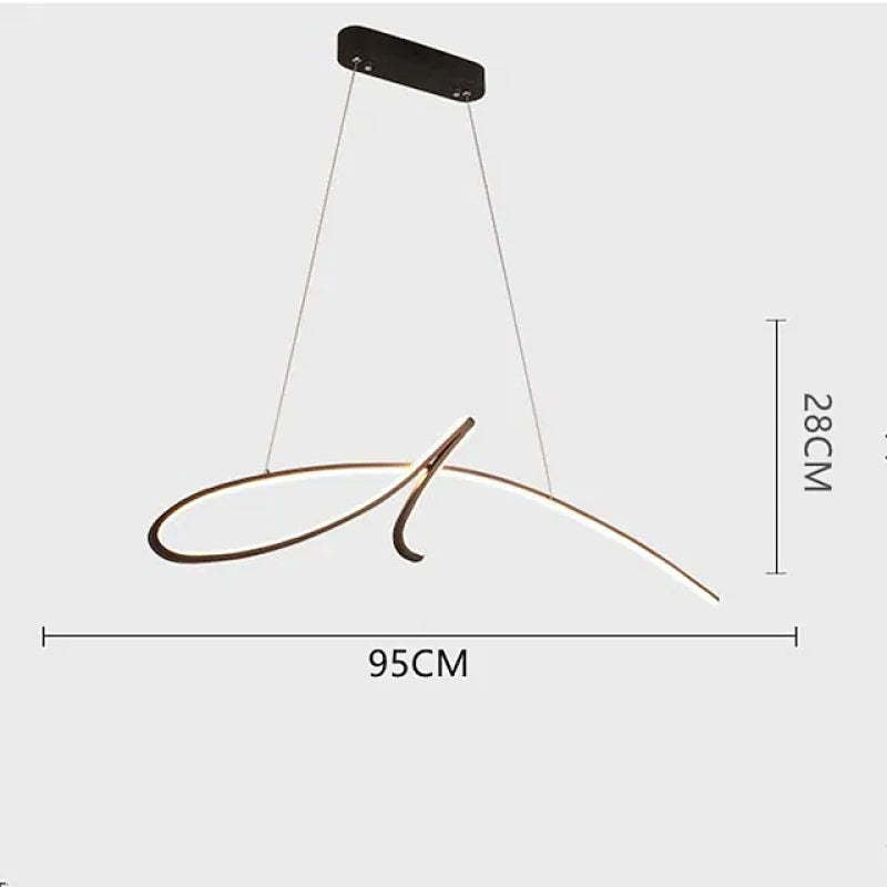 Durable Black Gold Metal Curved Irregular Pendant Light