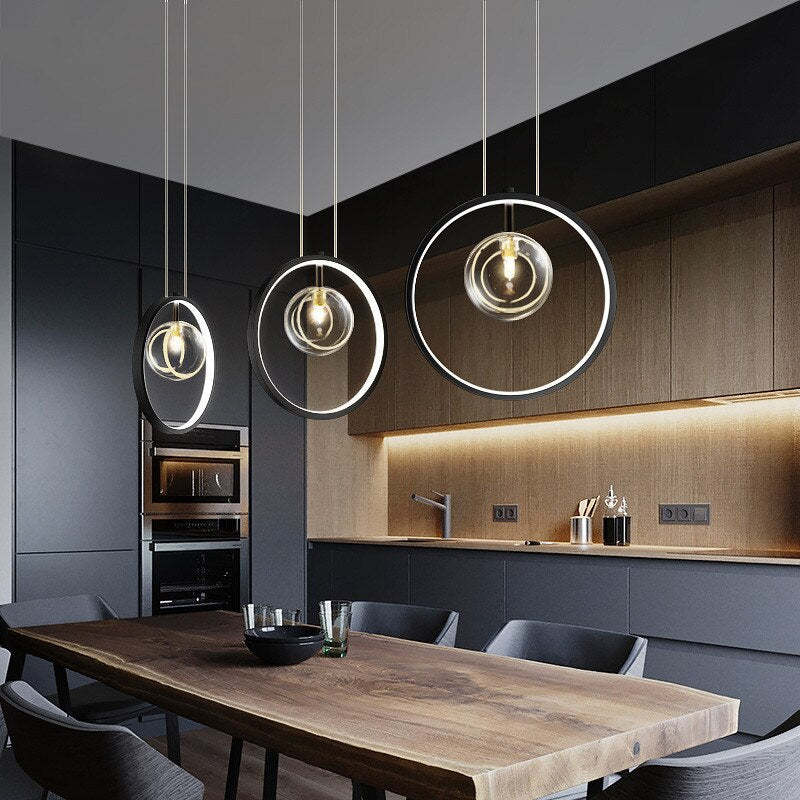 Energy Efficient LED Glass Orb Pendant Light For Dining