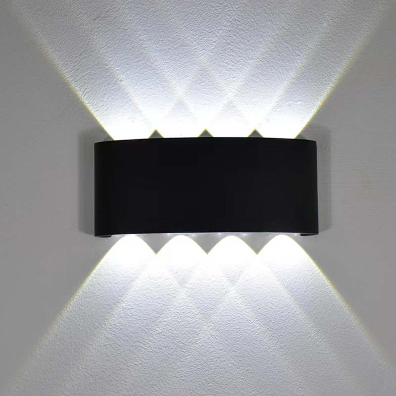 Metal Black And White Waterwave Finish Rectangular Outdoor Wall Light