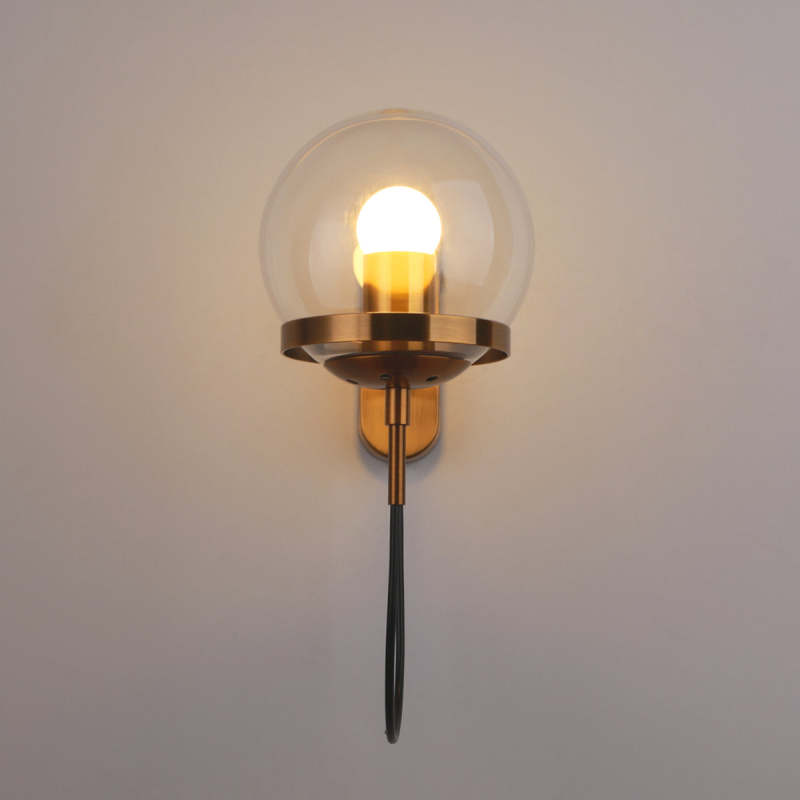 Black Bronze Rustic Heritage Glass Globe Wall Lamp