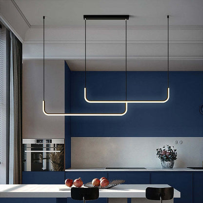 Black Gold Two Tone Finish Modern Linear Pendant Light