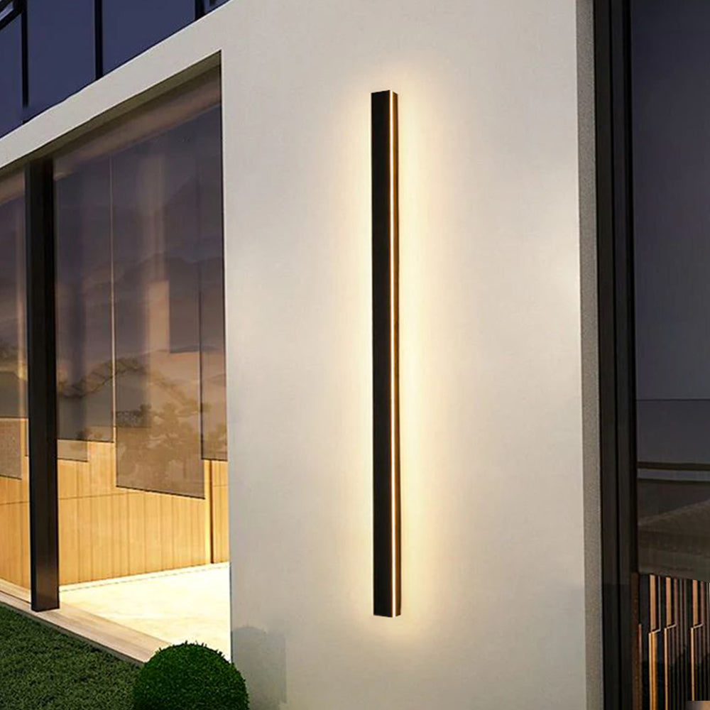 Outdoor Wall Light Sleek Black LED Linear