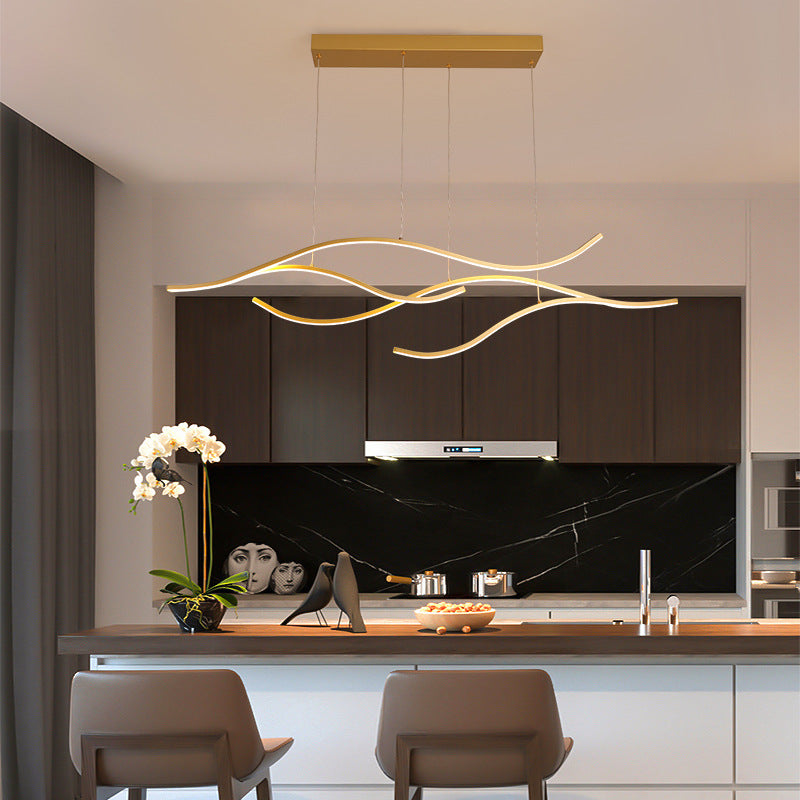 In Black Gold Dimmable Multi-Curved Pendant Light