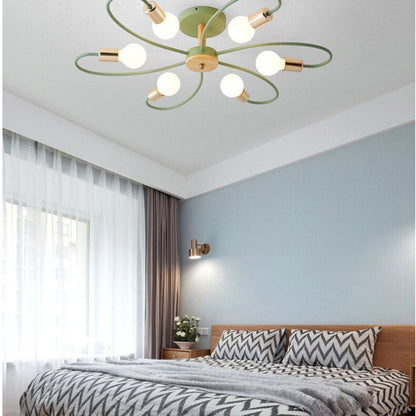 Green Grey Ceiling Flush Light Glass And Metal Elegant