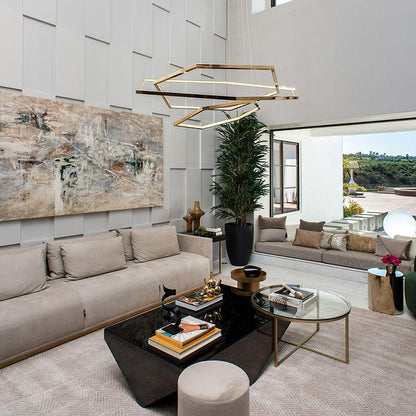 Gold Finish Geometric Metal Pendant Light
