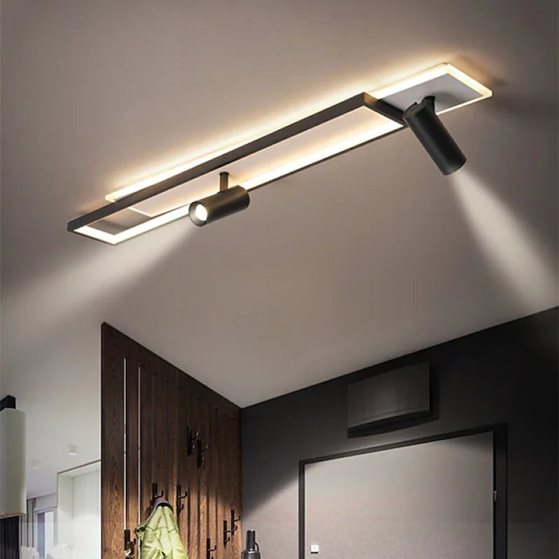 Matte Black Double Panel Adjustable Ceiling Spotlight