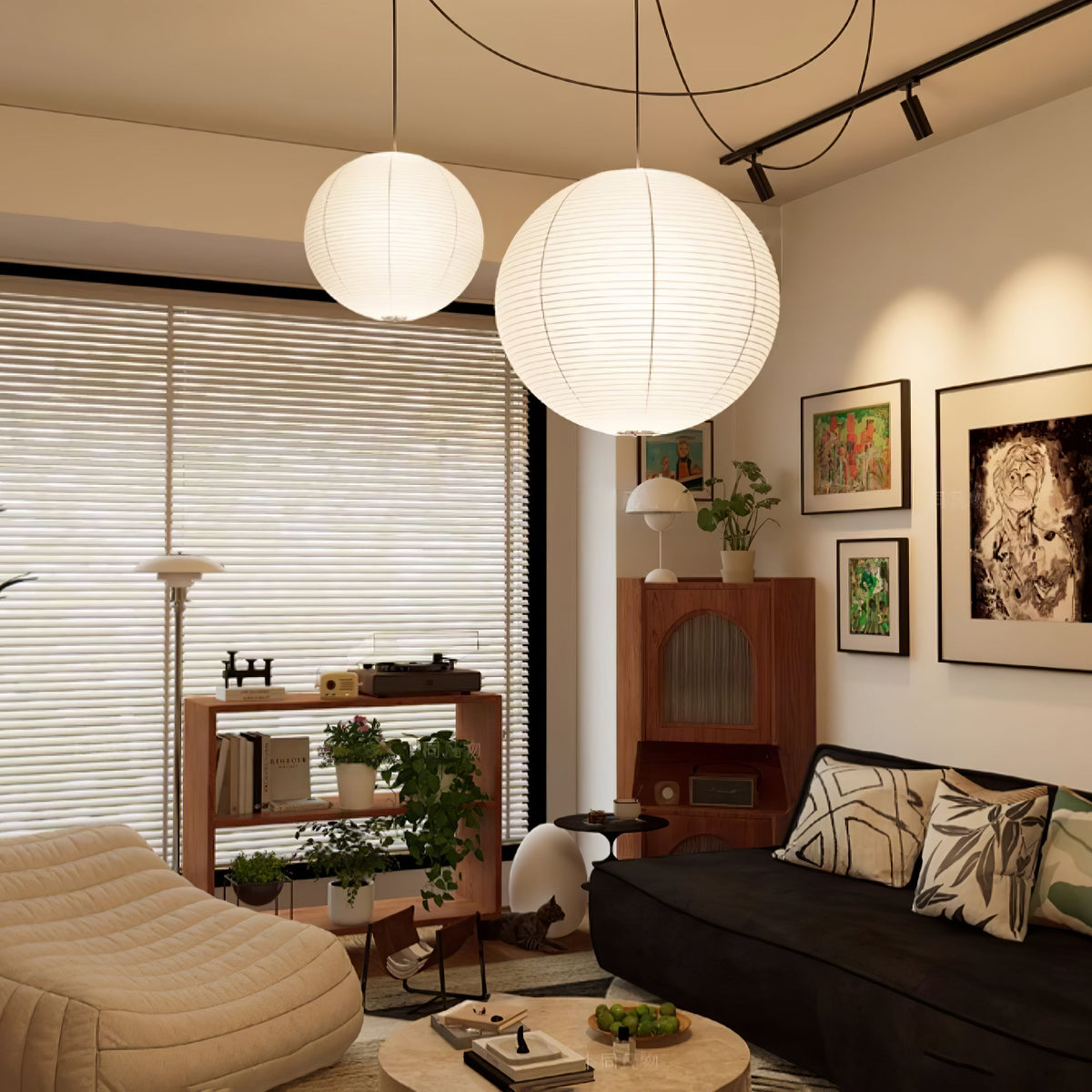 Pendant Light With Warm Glow WabiSabi Paper Globe