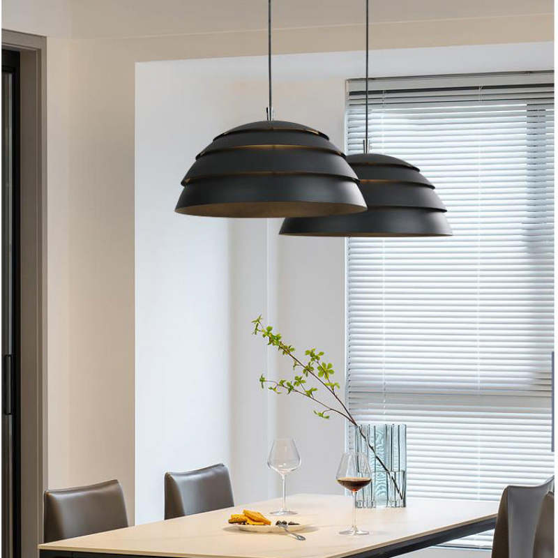 Warm Glow Metal Semi Globe Pendant Light