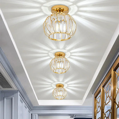 Gold Or Black Finish Luxe Crystal Ceiling Light