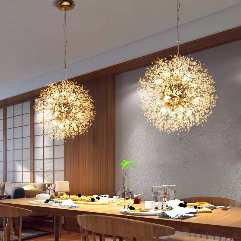 Gold Chrome Elegant Dandelion Pendant Light
