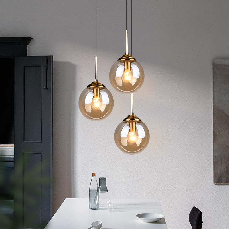 Smoke Amber Elegant Ambience Art Glass Bubble Pendant Light