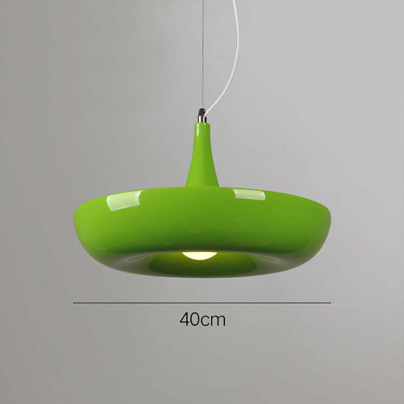 Warm Glow Lacquered Metal Round Pendant Light