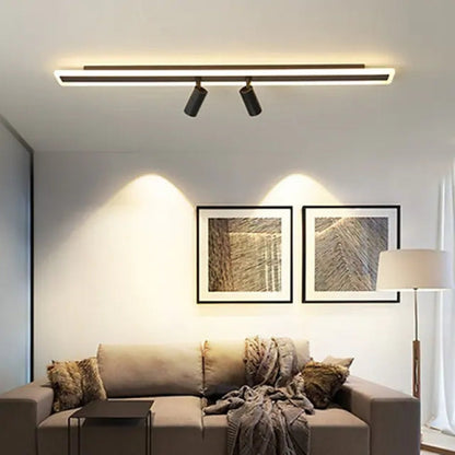 Minimalist Matte Black Double Linear Ceiling Spotlight