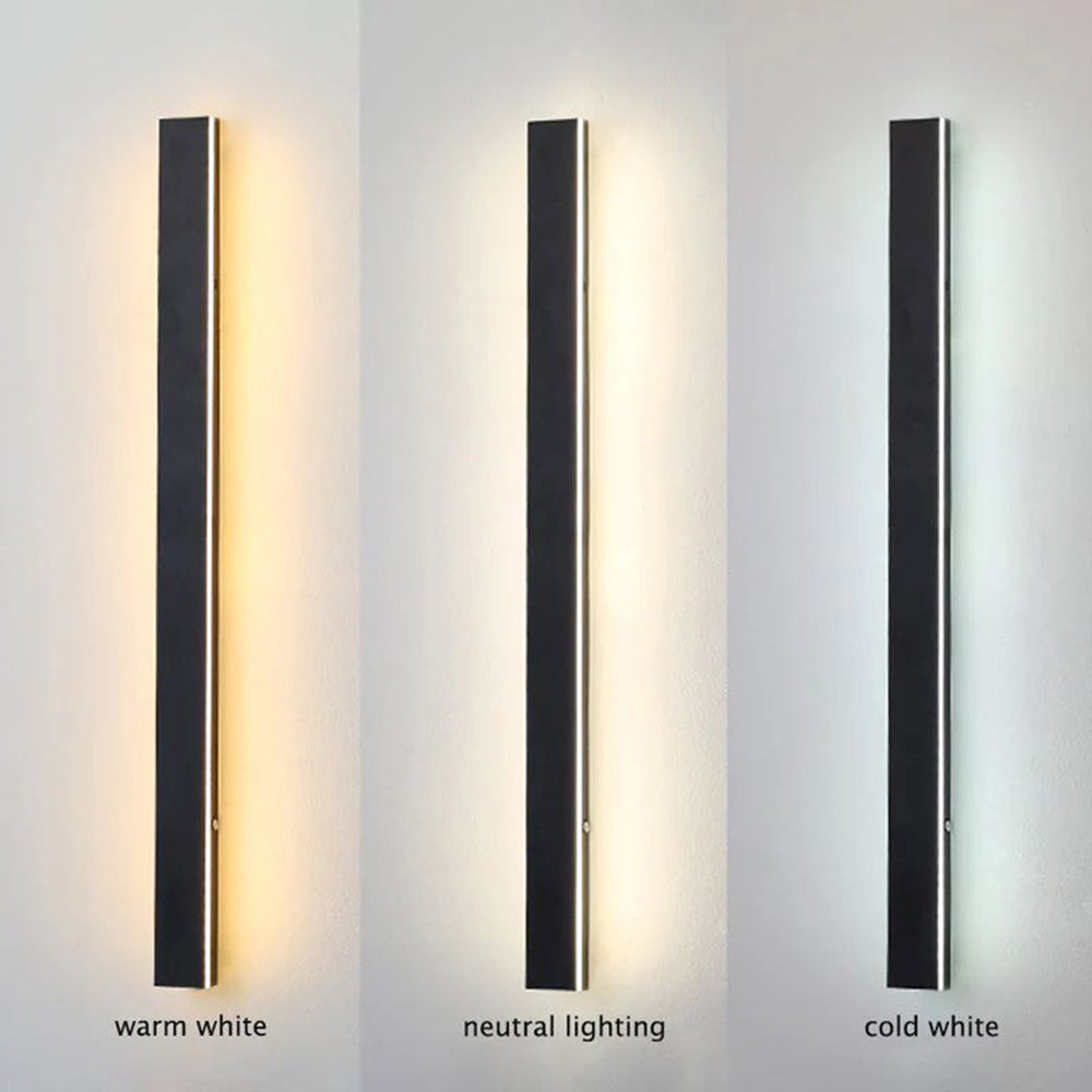 Outdoor Wall Light Sleek Black LED Linear