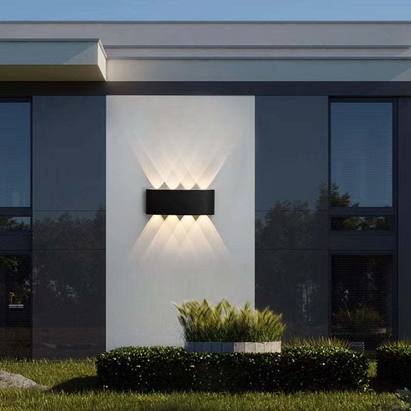 Metal Black And White Waterwave Finish Rectangular Outdoor Wall Light