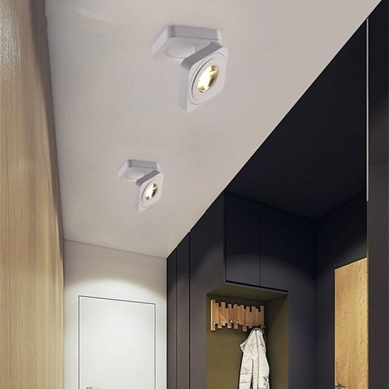 Black And White Adjustable Heads Square Ceiling Spotlight