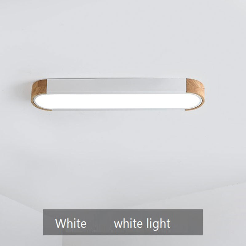 Clear Acrylic Shade Contemporary Wood Edge Ceiling Light