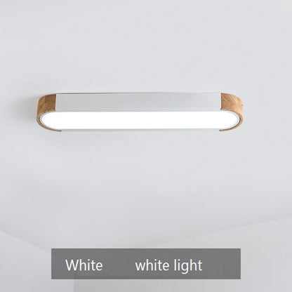 Clear Acrylic Shade Contemporary Wood Edge Ceiling Light